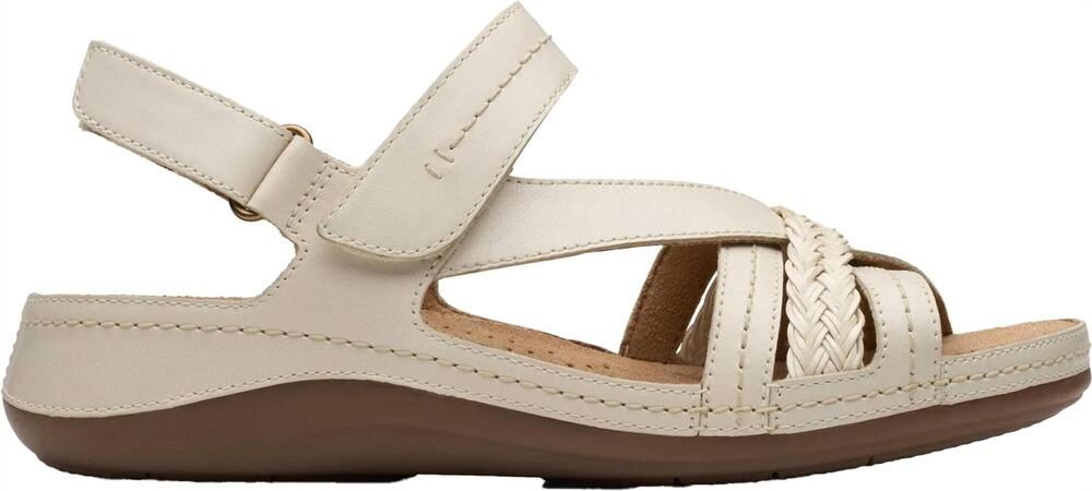 NEW CLARKS women's cecily strap sandal in cream leather